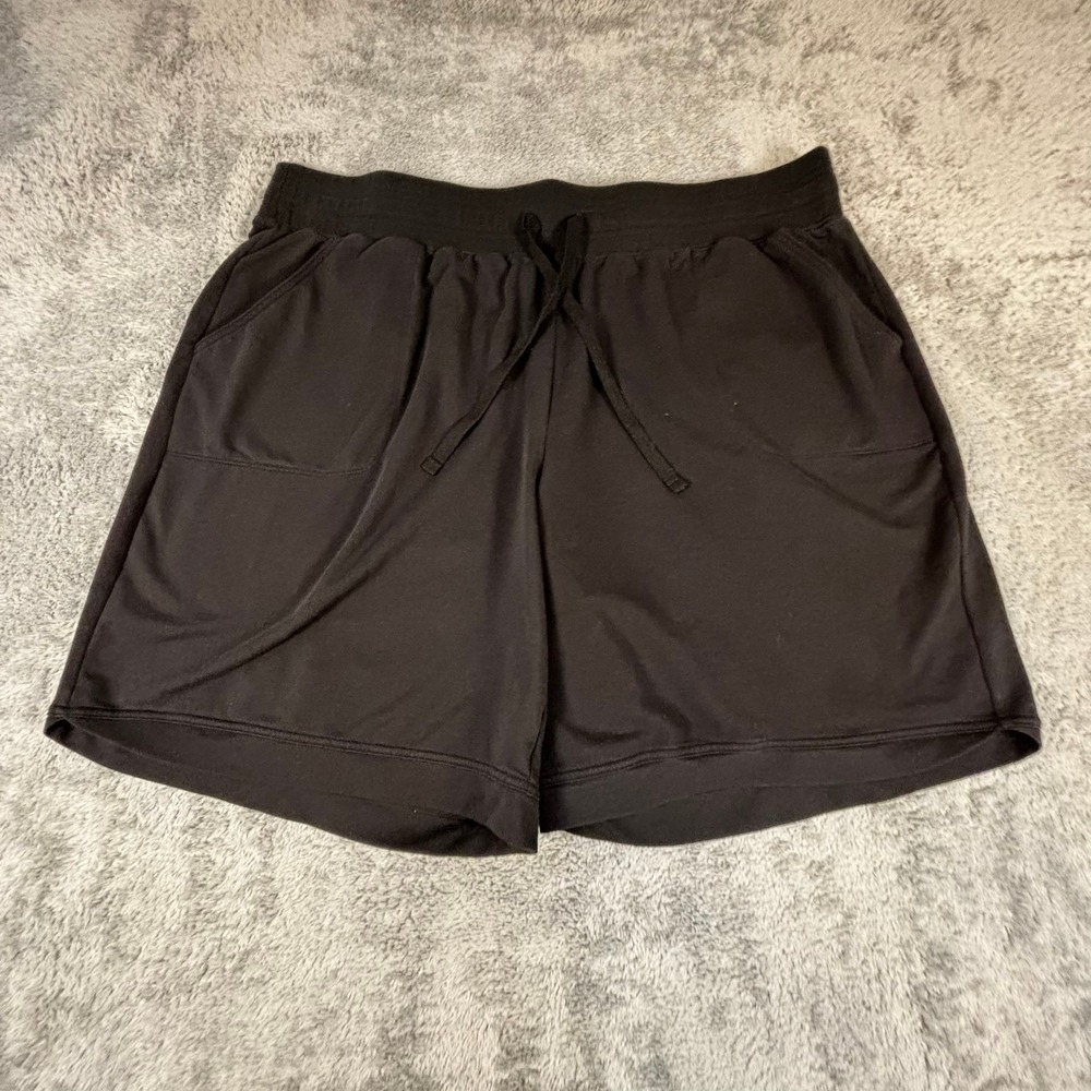 St. Johns Bay Womens 2X Bermuda Shorts Black Drawstring Cotton Blend Jersey